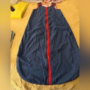 Baby stroller bunting Blue with Red Zipper